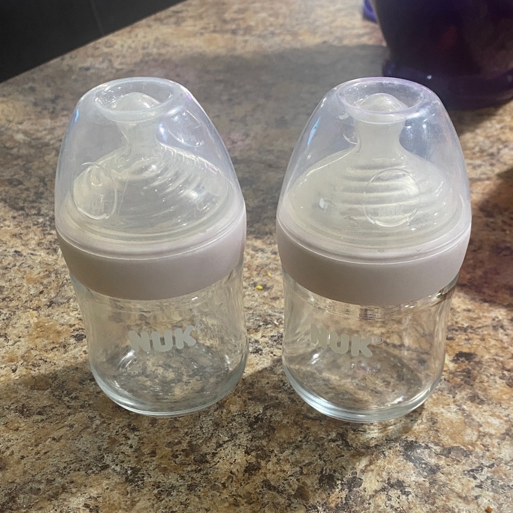 Clear Baby Bottles with White Caps